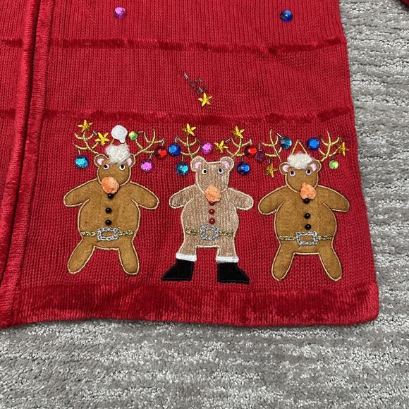 Quacker Factory Sweater Womens Large Red Christmas Reindeer Gingerbread Zip - Picture 5 of 12